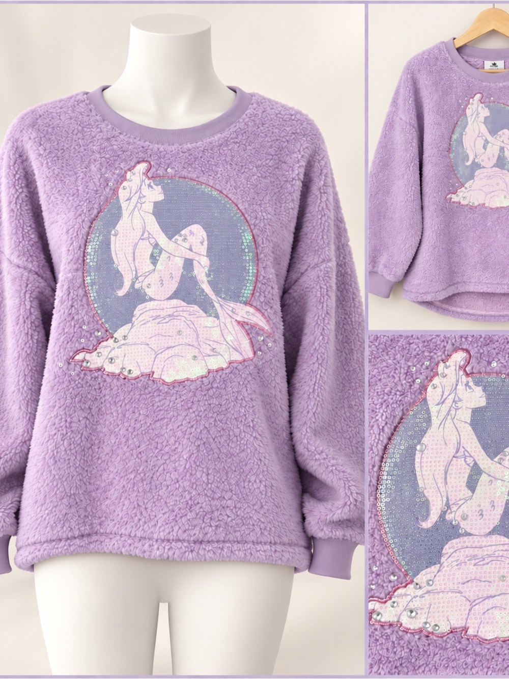 Lilac Plush Disney Mermaid Graphic Sweater